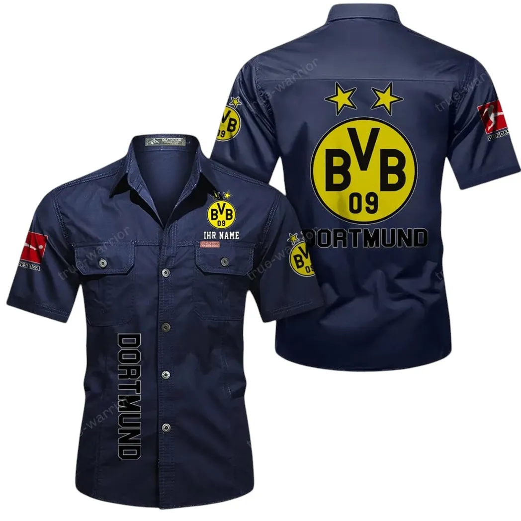 Borussia Dortmund Hemd mit kurzen Ärmeln, All-Over-Print Kurzarmhemd BDE11052625275 - Dunkelblau