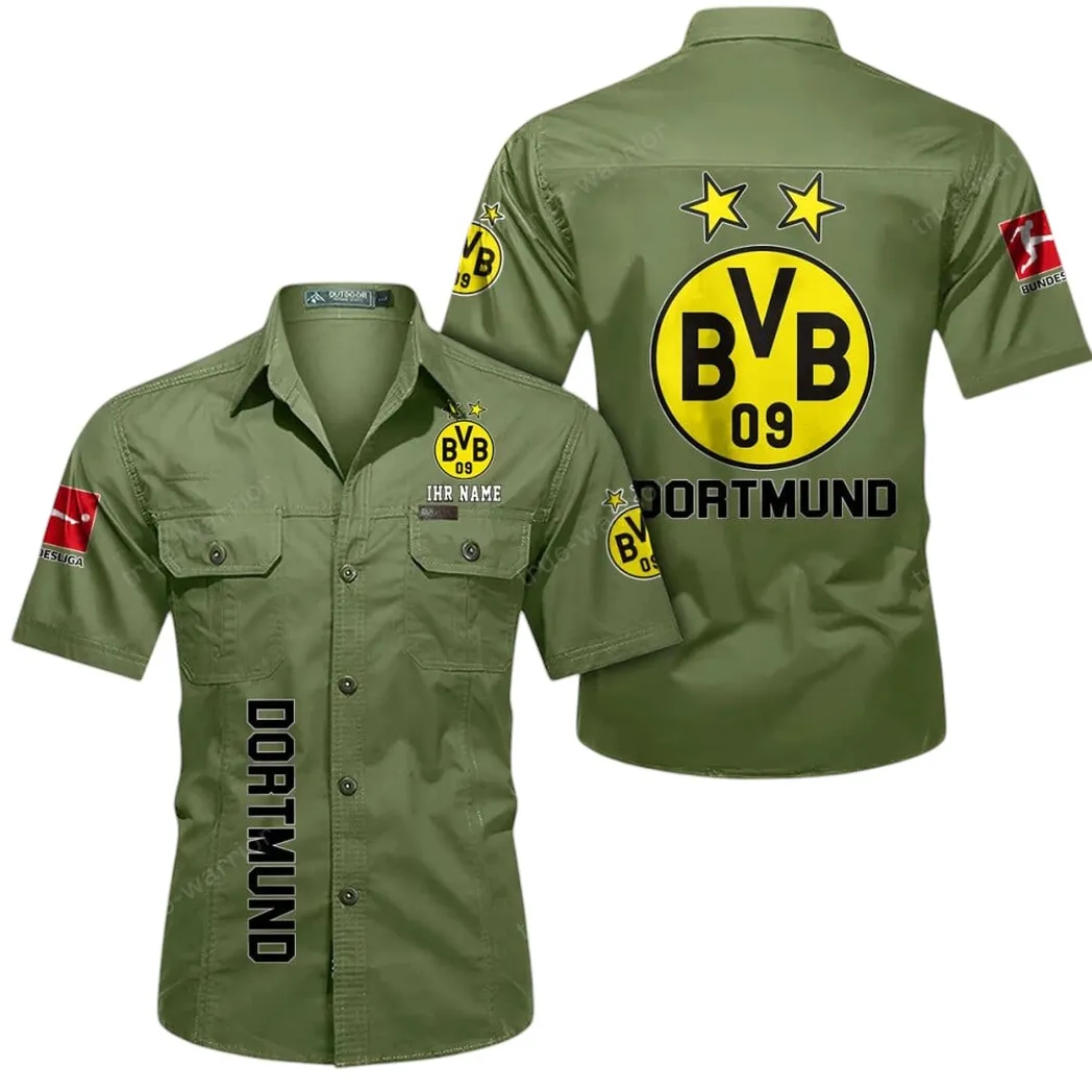 Borussia Dortmund Hemd mit kurzen Ärmeln, All-Over-Print Kurzarmhemd BDE11052625275 - Fruchtgrün