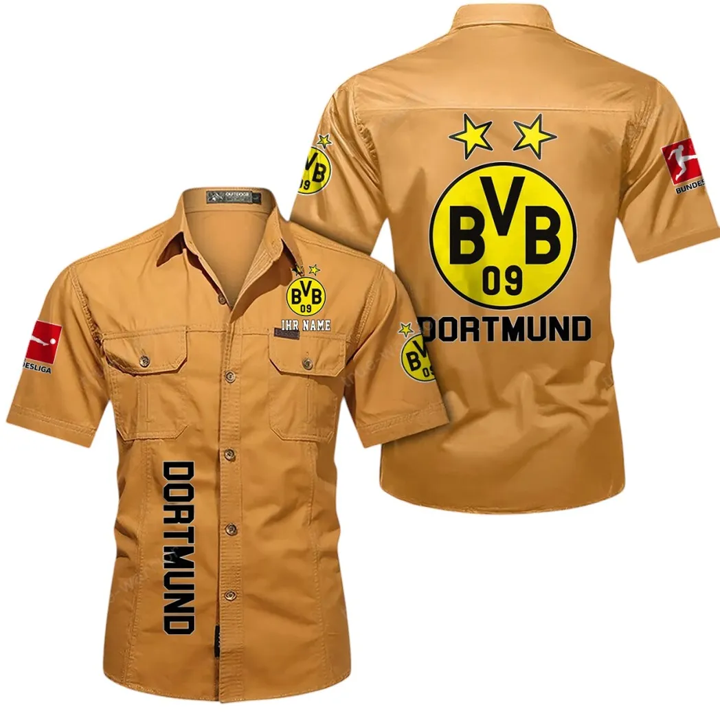 Borussia Dortmund Hemd mit kurzen Ärmeln, All-Over-Print Kurzarmhemd BDE11052625275 - Gelb-Orange