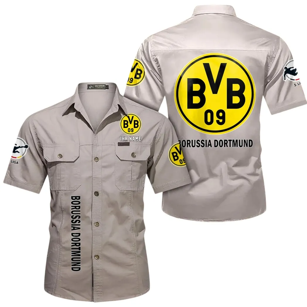Borussia Dortmund II Hemd mit kurzen Ärmeln, All-Over-Print Kurzarmhemd BDE11052625241 - Beige