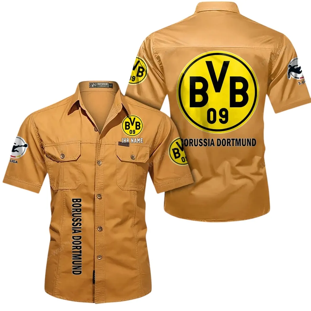 Borussia Dortmund II Hemd mit kurzen Ärmeln, All-Over-Print Kurzarmhemd BDE11052625241 - Gelb-Orange