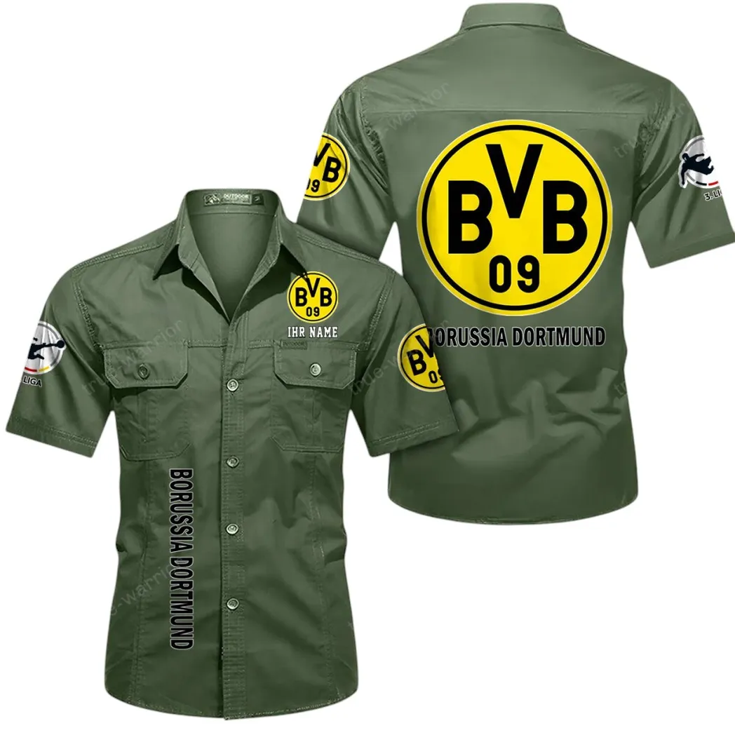 Borussia Dortmund II Hemd mit kurzen Ärmeln, All-Over-Print Kurzarmhemd BDE11052625241 - Olivgrün