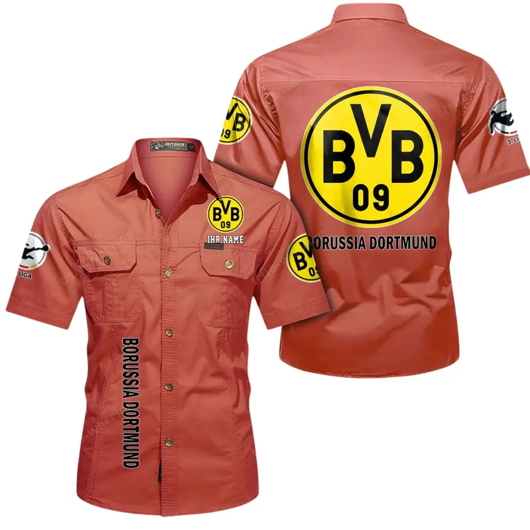 Borussia Dortmund II Hemd mit kurzen Ärmeln, All-Over-Print Kurzarmhemd BDE11052625241 - Rot