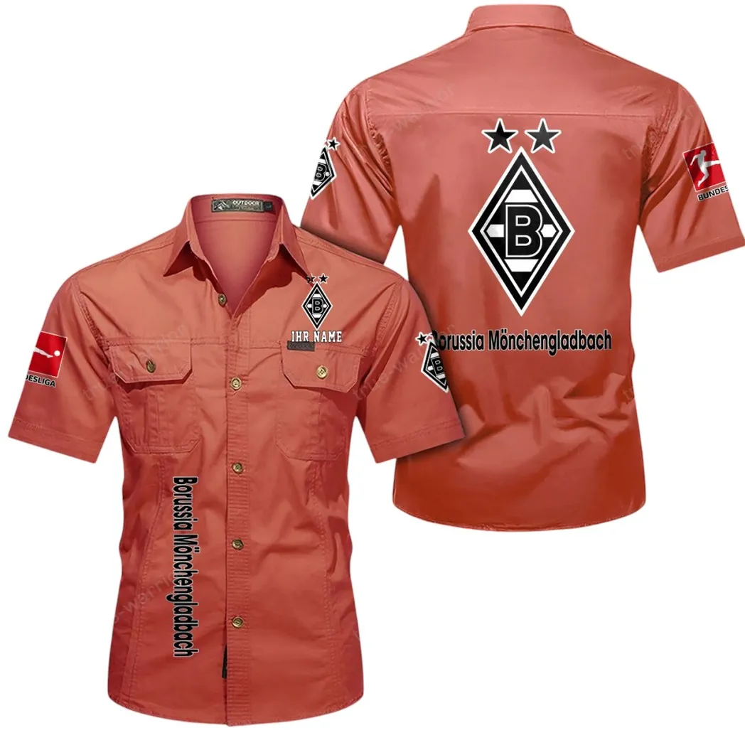 Borussia Monchengladbach Hemd mit kurzen Ärmeln, All-Over-Print Kurzarmhemd BDE11052625249 - Rot
