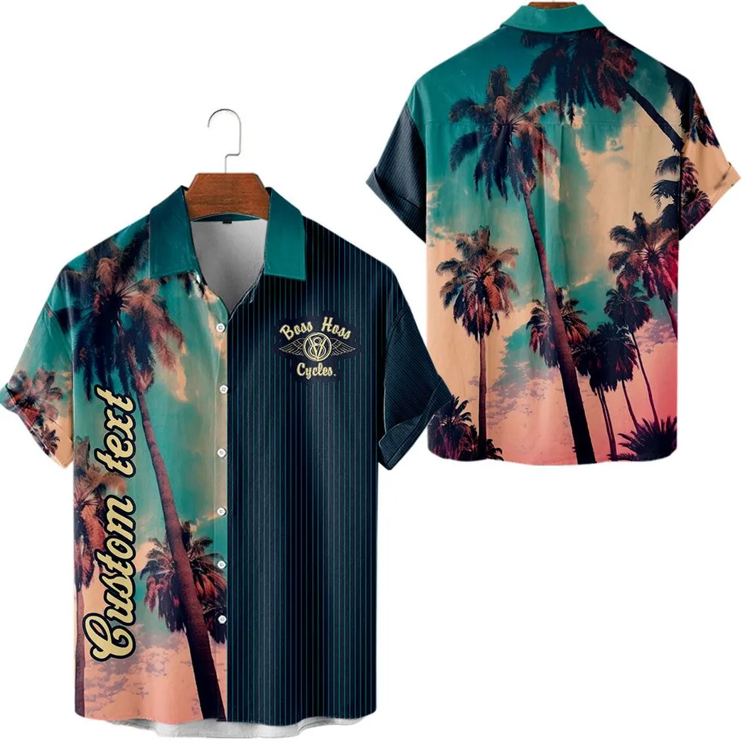 Boss Hoss Vintage Hawaiihemd mit Palmen, Personalisiert Allover-Autodruck Hawaiian Shirt CAR431041625383