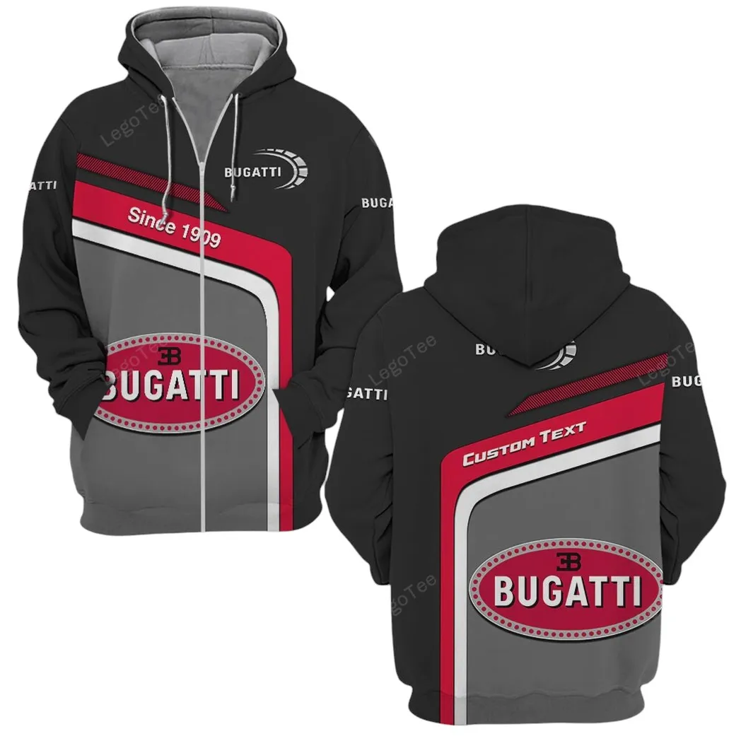 Bugatti Hoodie mit reißverschluss, Allover-Druck Hoodie Bugatti Fan CAR11103032508