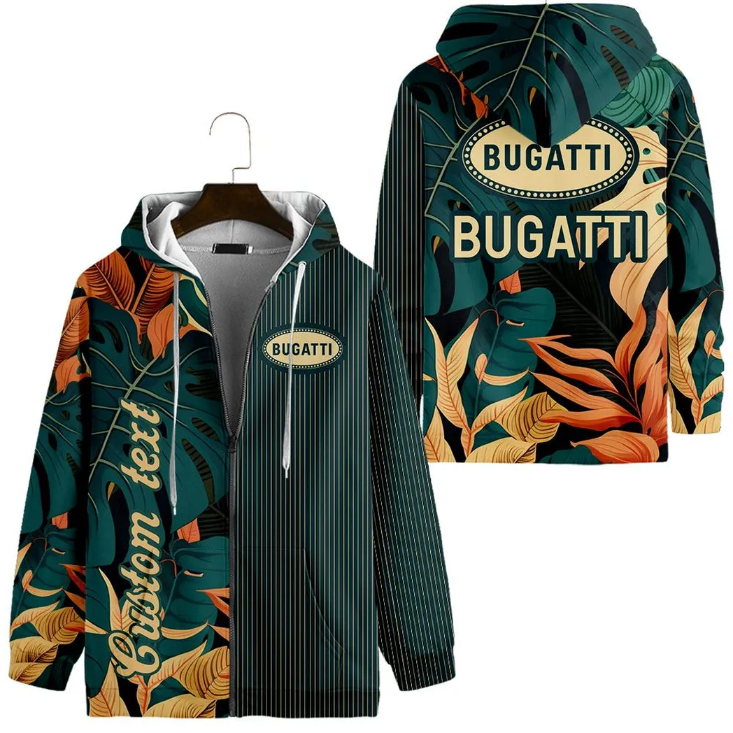 Bugatti Vintage Hoodie mit reißverschluss, All-over-print Hoodie CAR434041725237