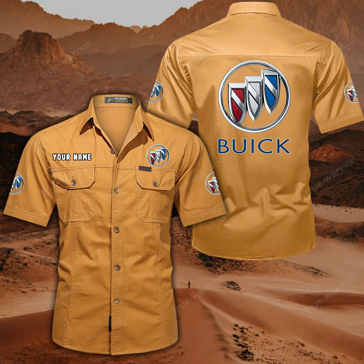 Buick Hemd mit kurzen Ärmeln, All-Over-Print Kurzarmhemd CAR444052625935 - Gelb-Orange