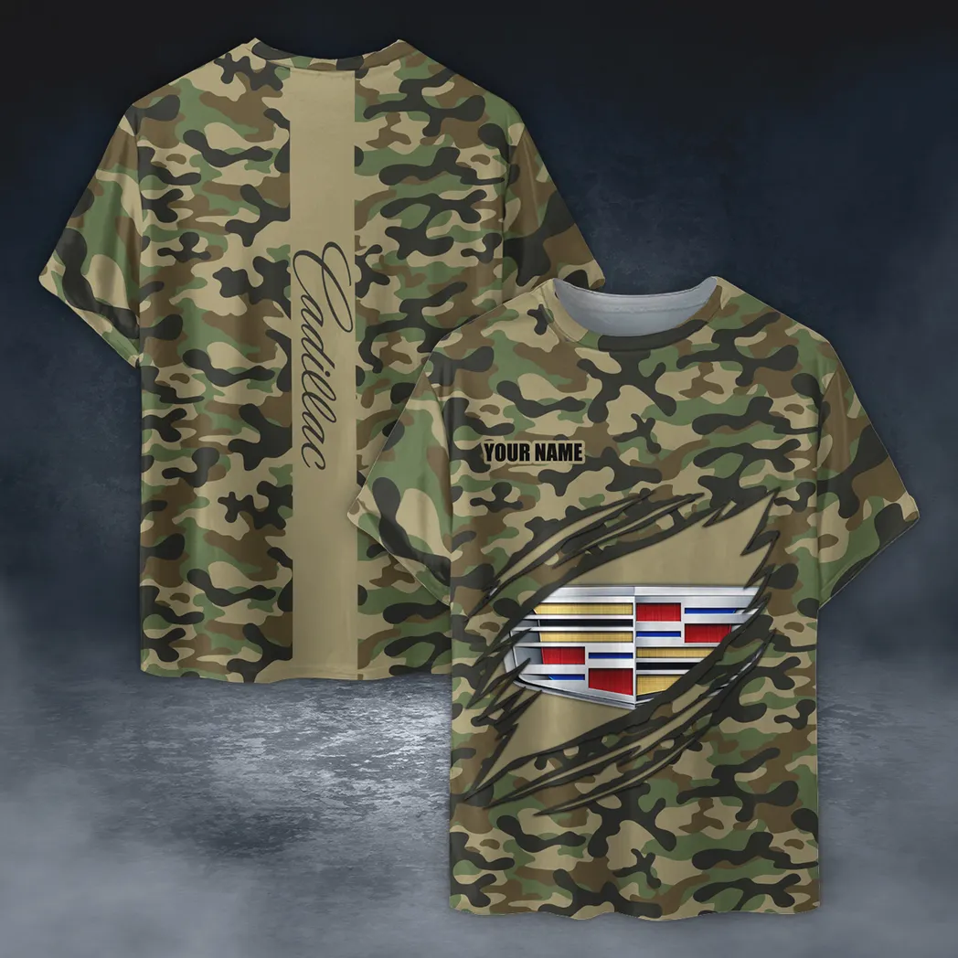 Cadillac T-Shirt im Camouflage-Stil, Oversized Hemd CAR210040825693