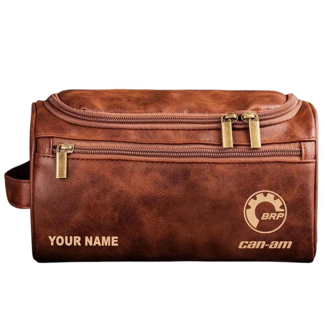 Can Am Ledertasche, Personalisierte Kulturtasche - Rotbraun CAR44105072511