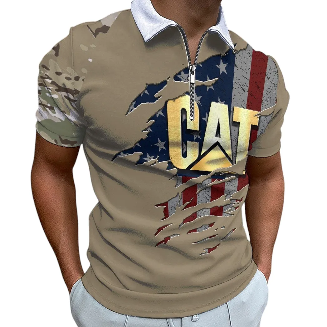 Caterpillar Inc Poloshirt mit Reißverschluss, Geschenk für Caterpillar Inc Fan CAR340213015-1