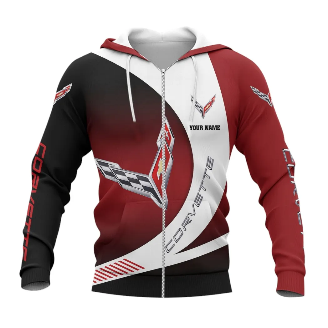 Chevrolet Corvette Hoodie mit reißverschluss, Allover-Druck Hoodie Chevrolet Corvette Fan CAR7402222514