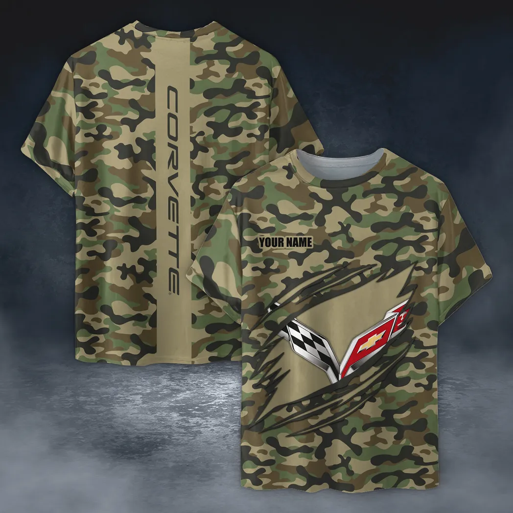 Chevrolet Corvette T-Shirt im Camouflage-Stil, Oversized Hemd CAR210040825695