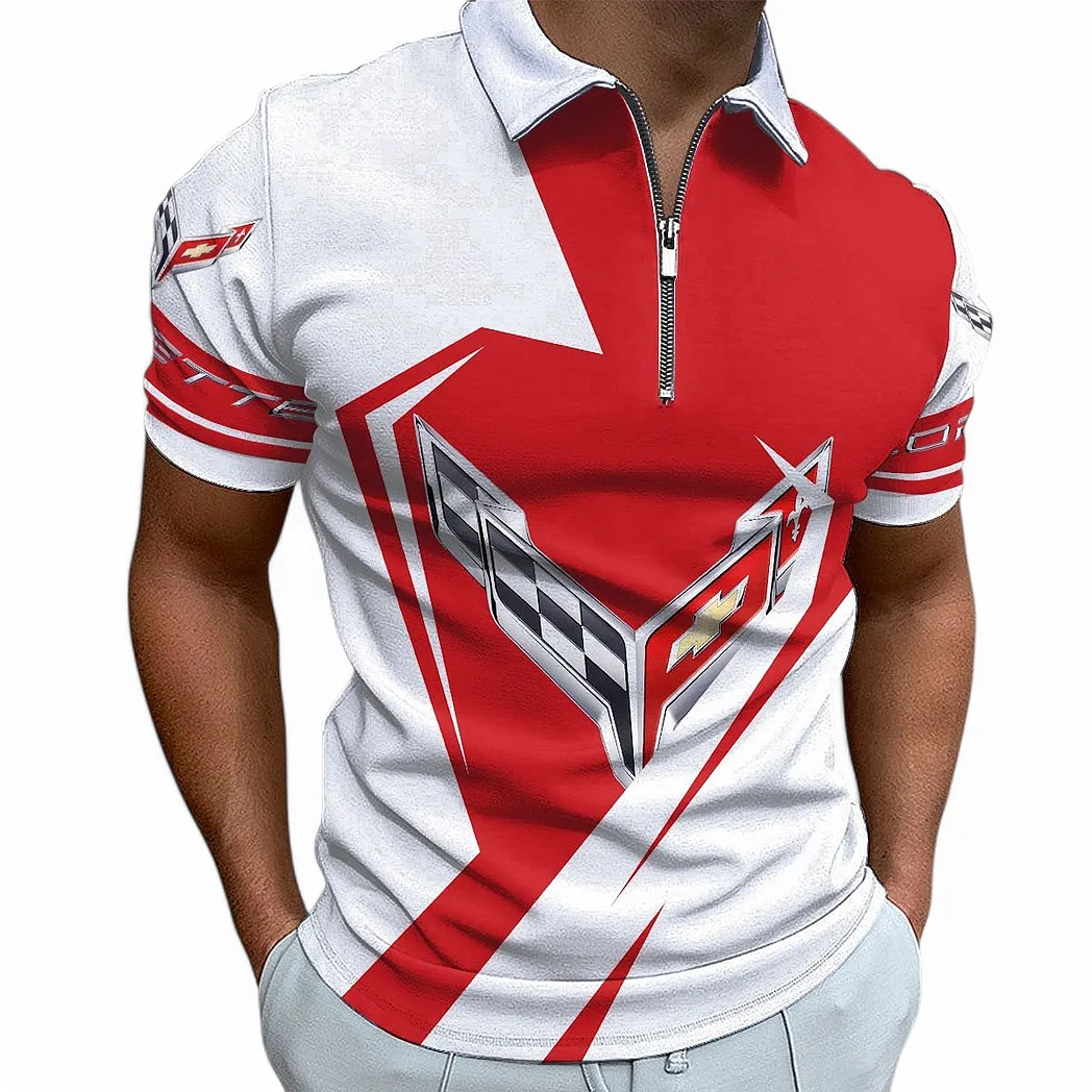 Corvette C8 Poloshirt mit Reißverschluss für Männer, Geschenk für Corvette C8 Fan CAR68022125917