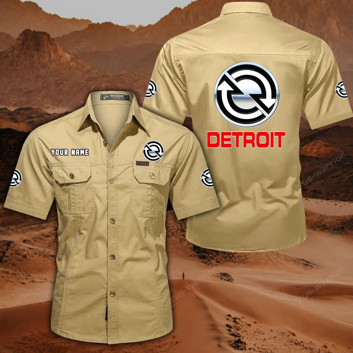 detroit diesel hemd mit kurzen rmeln all over print kurzarmhemd car444052625964 khaki