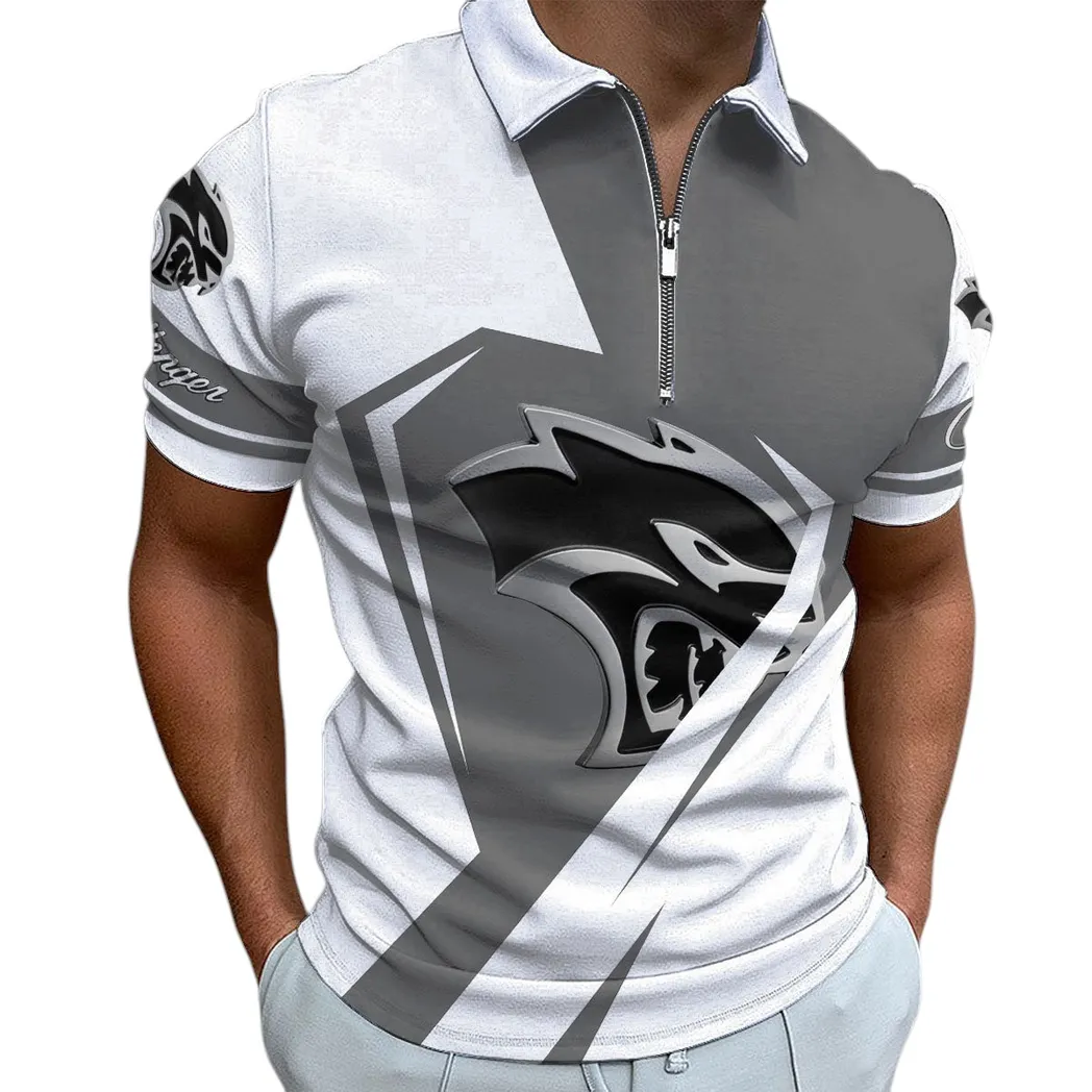 Dodge Challenger Poloshirt mit Reißverschluss, Geschenk für Dodge Challenger Fan CAR3202122548