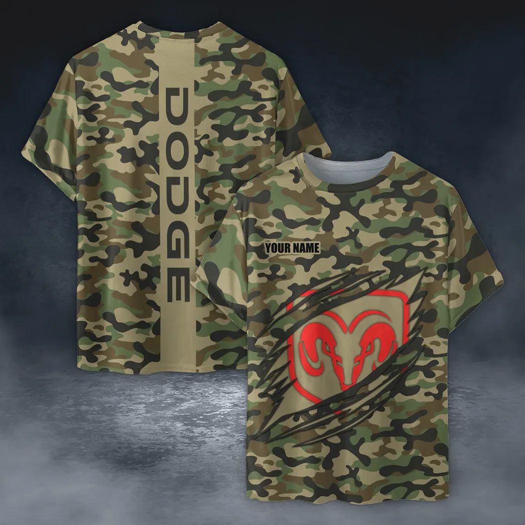 Dodge T-Shirt im Camouflage-Stil, Oversized Hemd CAR210040825698