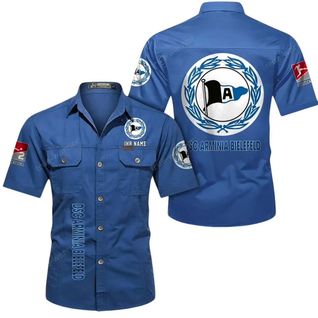 DSC Arminia Bielefeld Hemd mit kurzen Ärmeln, All-Over-Print Kurzarmhemd BDE11052625252 - Cowboyblau