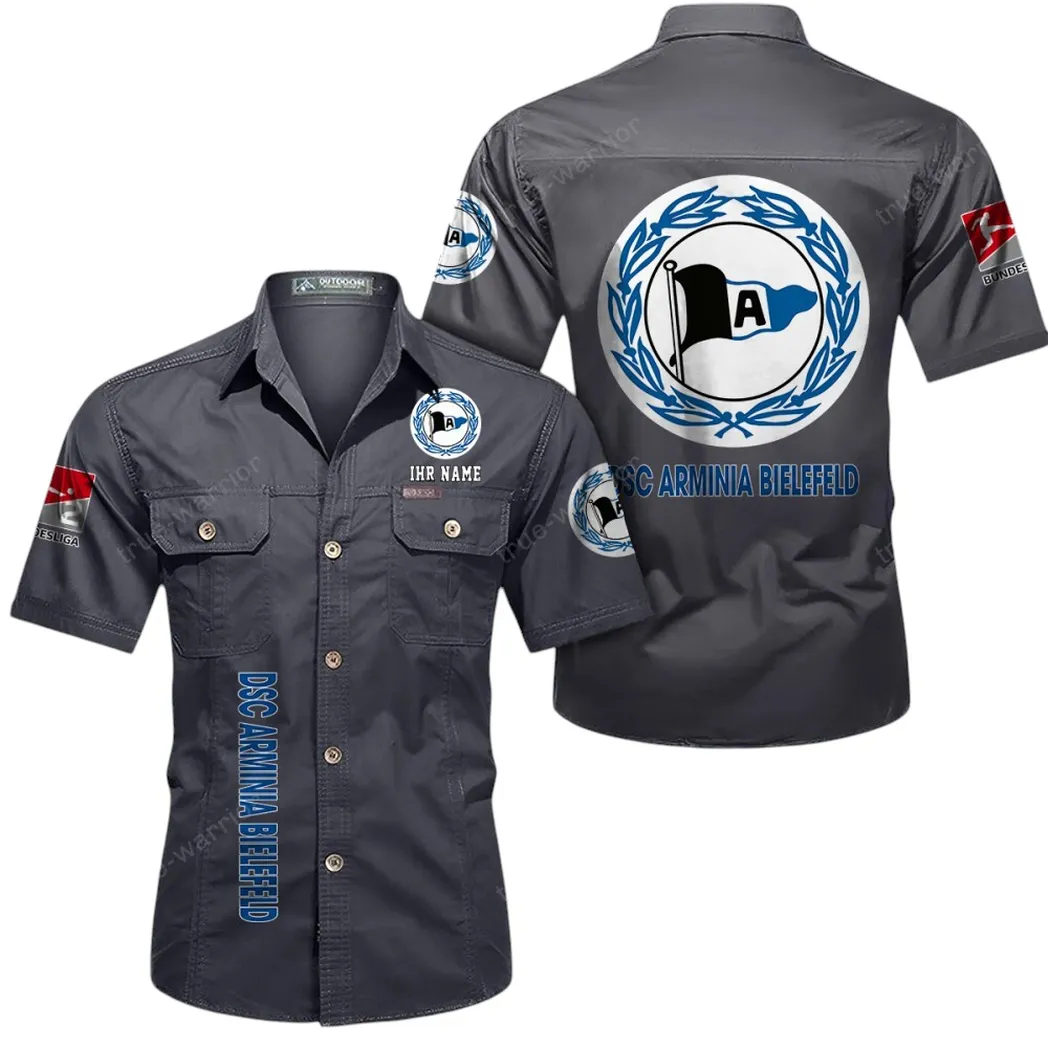 DSC Arminia Bielefeld Hemd mit kurzen Ärmeln, All-Over-Print Kurzarmhemd BDE11052625252 - Grau