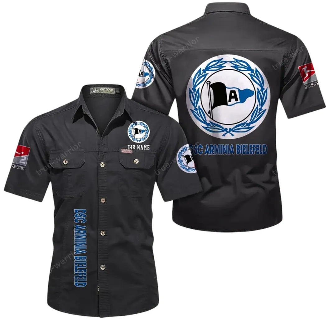 DSC Arminia Bielefeld Hemd mit kurzen Ärmeln, All-Over-Print Kurzarmhemd BDE11052625252 - Schwarz