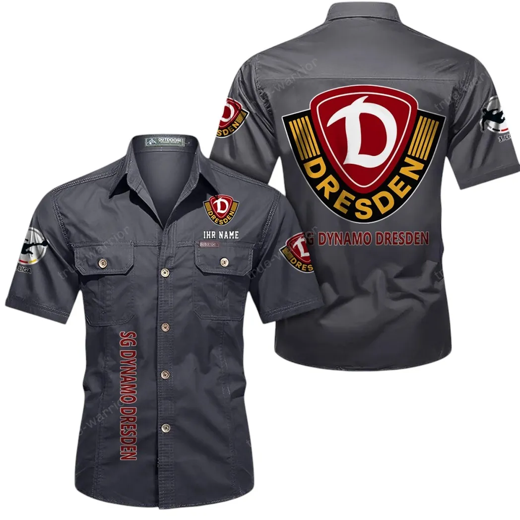 Dynamo Dresden Hemd mit kurzen Ärmeln, All-Over-Print Kurzarmhemd BDE11052625260 - Grau