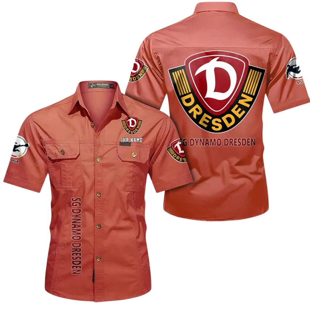 Dynamo Dresden Hemd mit kurzen Ärmeln, All-Over-Print Kurzarmhemd BDE11052625260 - Rot