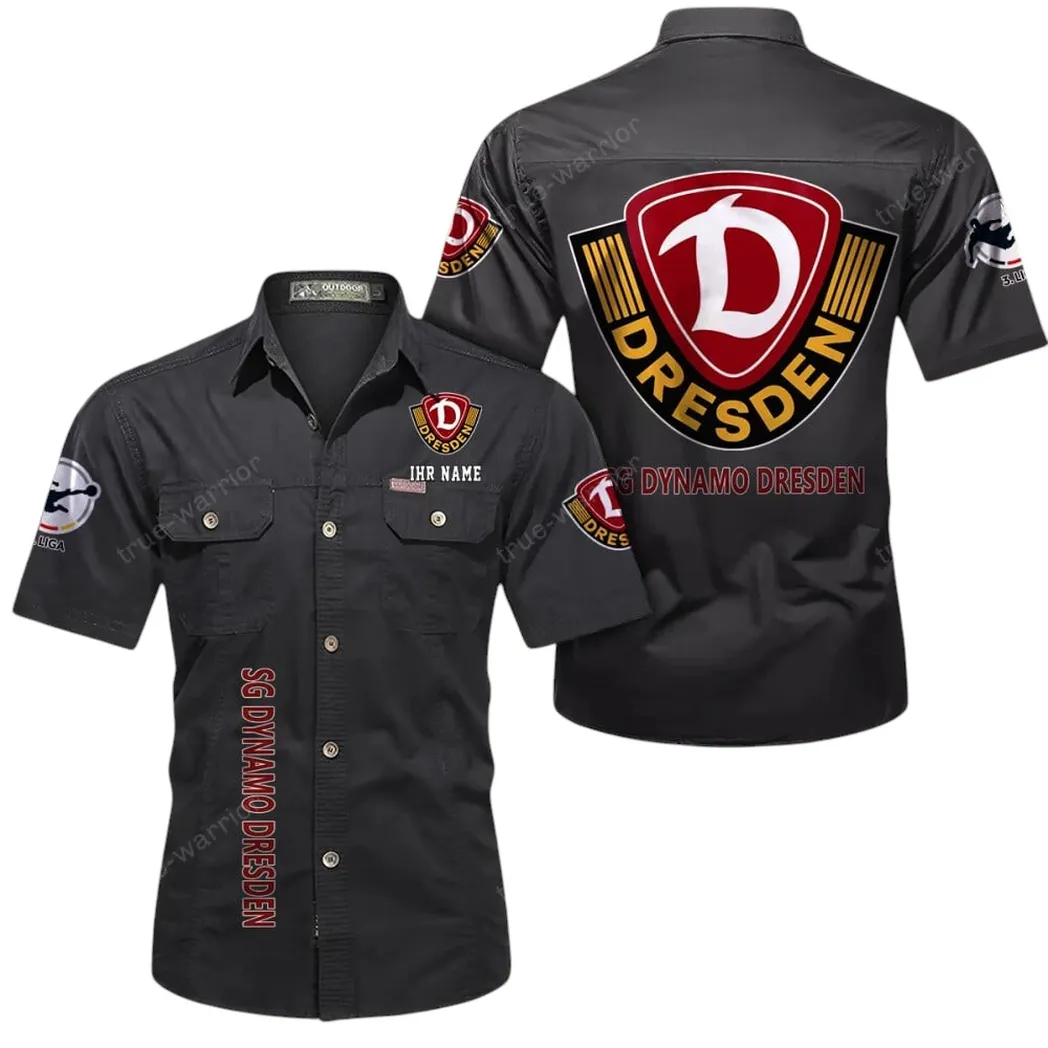 Dynamo Dresden Hemd mit kurzen Ärmeln, All-Over-Print Kurzarmhemd BDE11052625260 - Schwarz