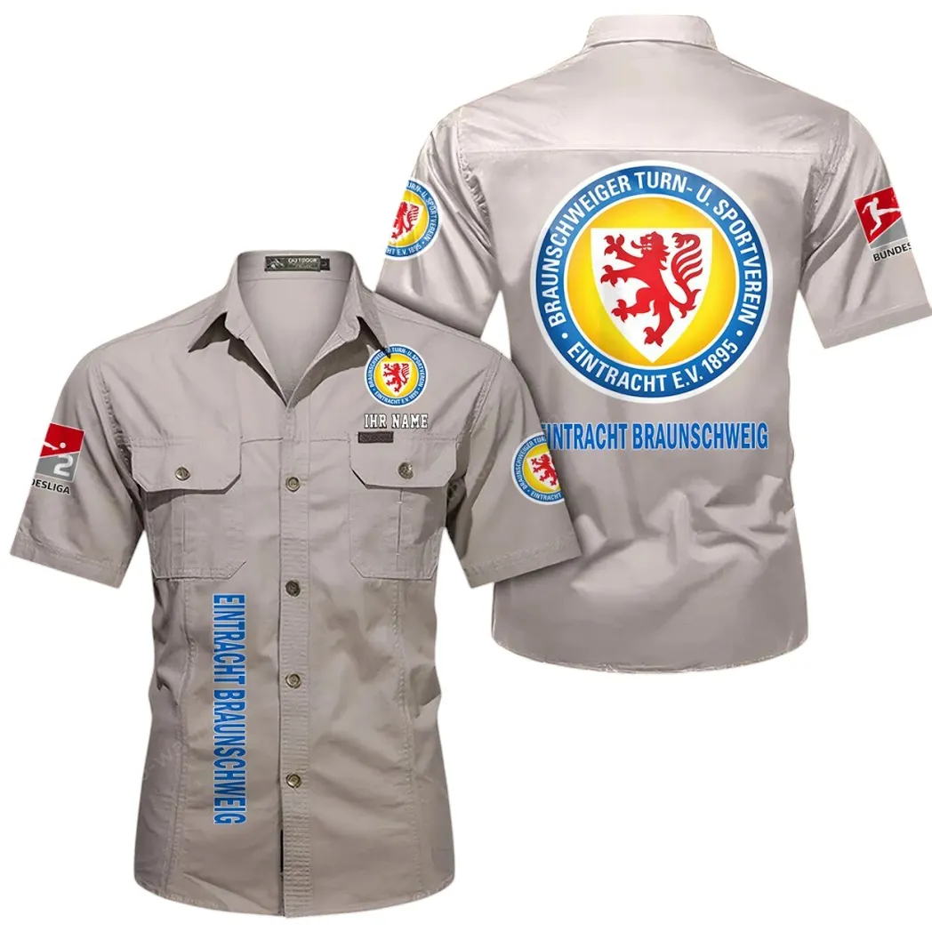 Eintracht Braunschweig Hemd mit kurzen Ärmeln, All-Over-Print Kurzarmhemd BDE11052625261 - Beige