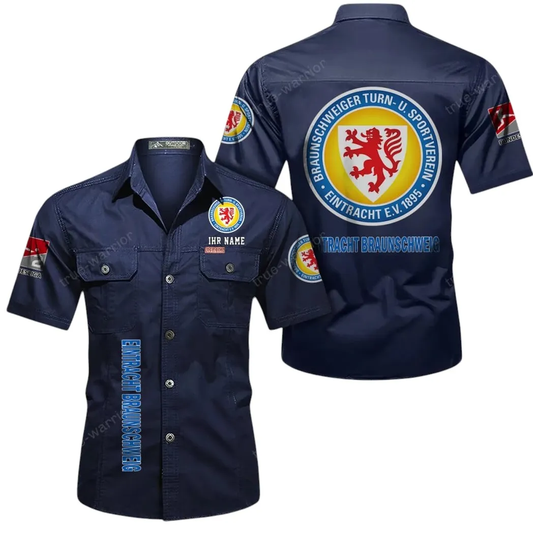 Eintracht Braunschweig Hemd mit kurzen Ärmeln, All-Over-Print Kurzarmhemd BDE11052625261 - Dunkelblau