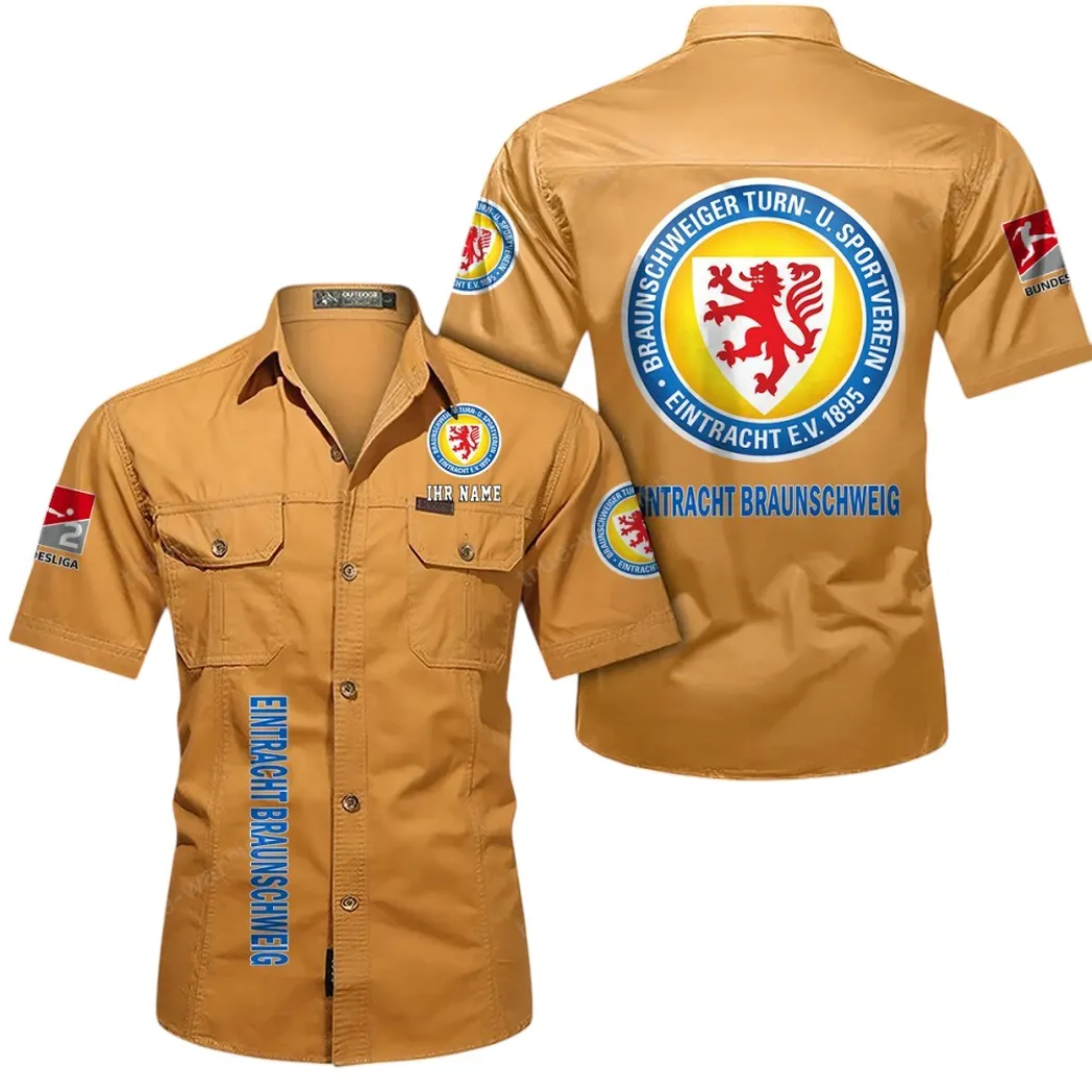 Eintracht Braunschweig Hemd mit kurzen Ärmeln, All-Over-Print Kurzarmhemd BDE11052625261 - Gelb-Orange