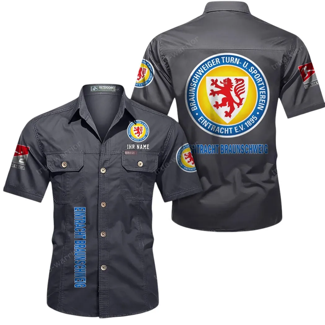 Eintracht Braunschweig Hemd mit kurzen Ärmeln, All-Over-Print Kurzarmhemd BDE11052625261 - Grau