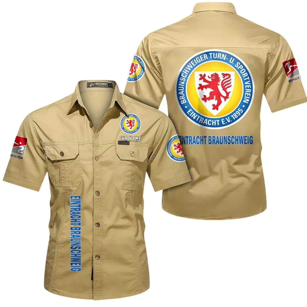 Eintracht Braunschweig Hemd mit kurzen Ärmeln, All-Over-Print Kurzarmhemd BDE11052625261 - Khaki