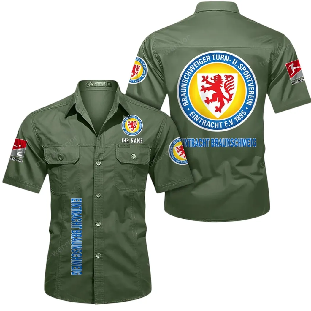 Eintracht Braunschweig Hemd mit kurzen Ärmeln, All-Over-Print Kurzarmhemd BDE11052625261 - Olivgrün