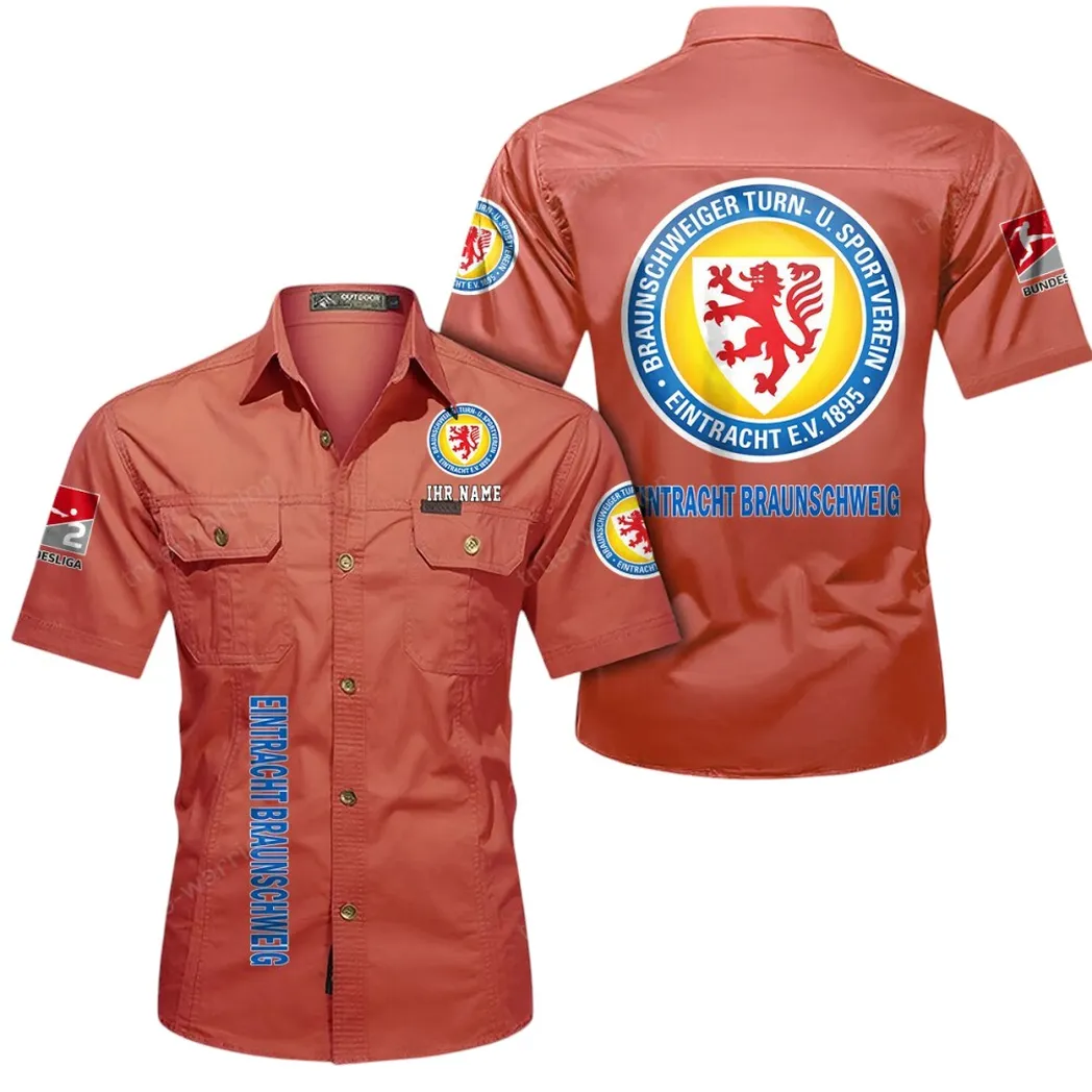 Eintracht Braunschweig Hemd mit kurzen Ärmeln, All-Over-Print Kurzarmhemd BDE11052625261 - Rot