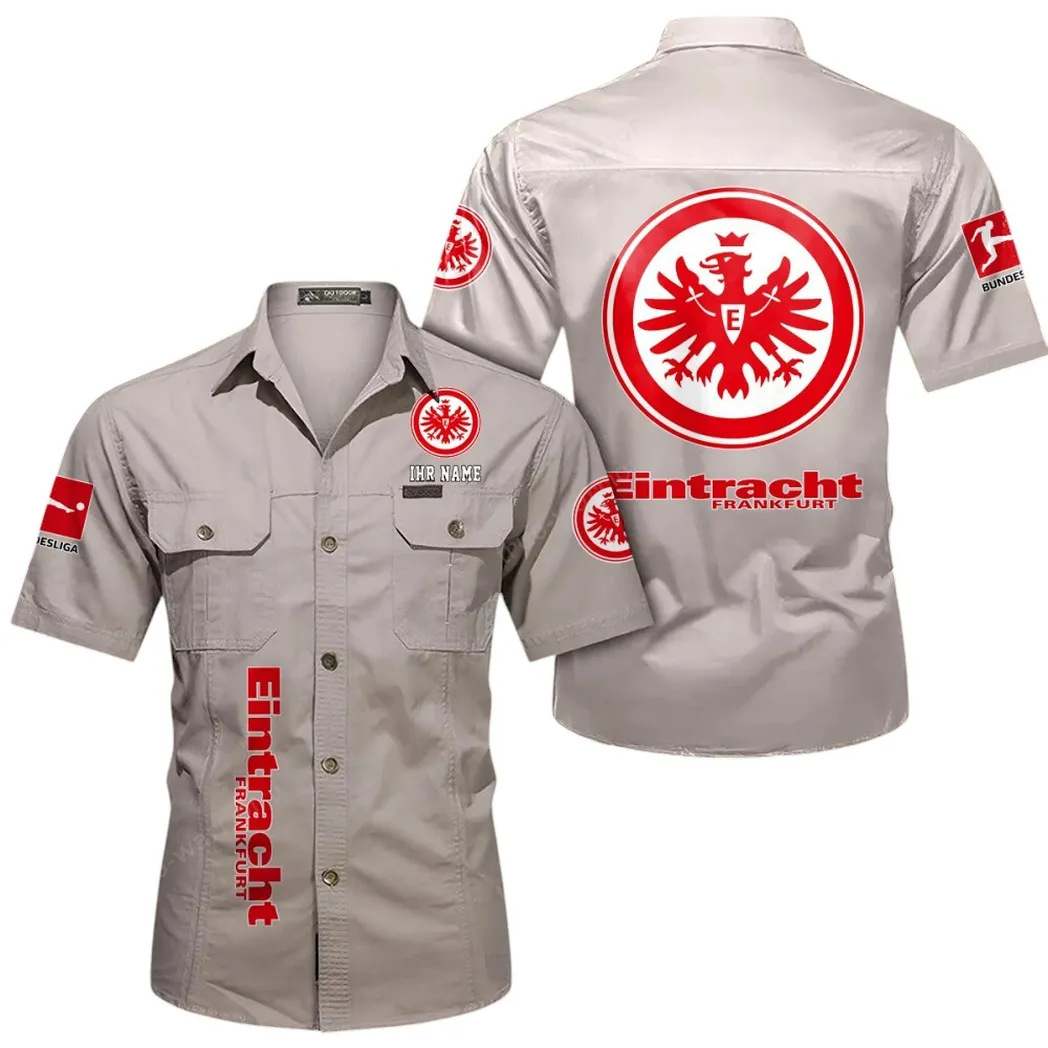 Eintracht Frankfurt Hemd mit kurzen Ärmeln, All-Over-Print Kurzarmhemd BDE11052625269 - Beige