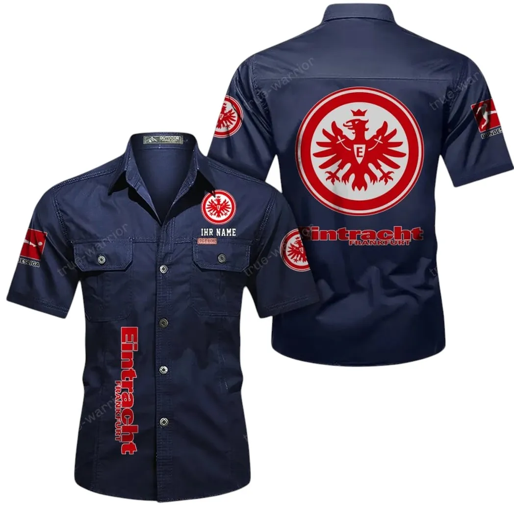 Eintracht Frankfurt Hemd mit kurzen Ärmeln, All-Over-Print Kurzarmhemd BDE11052625269 - Dunkelblau