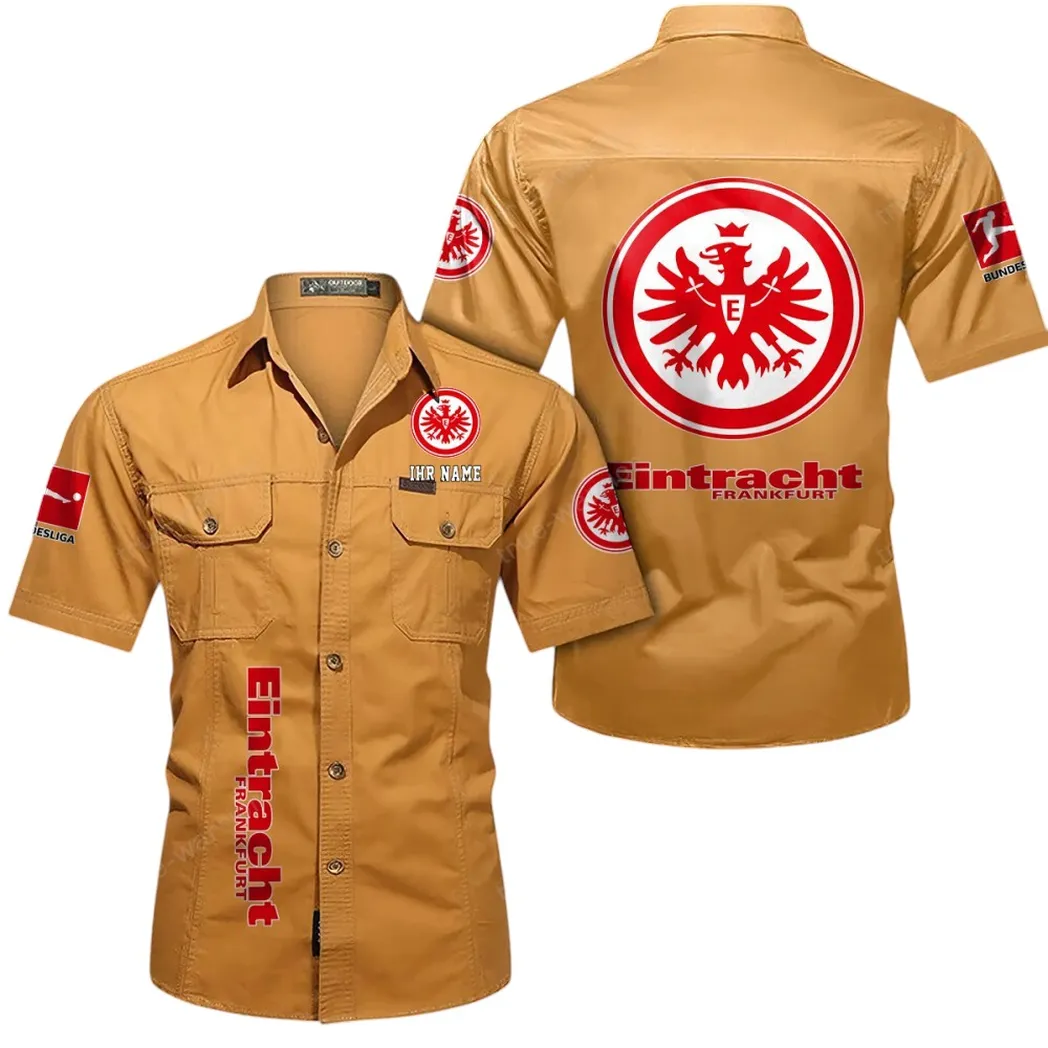 Eintracht Frankfurt Hemd mit kurzen Ärmeln, All-Over-Print Kurzarmhemd BDE11052625269 - Gelb-Orange