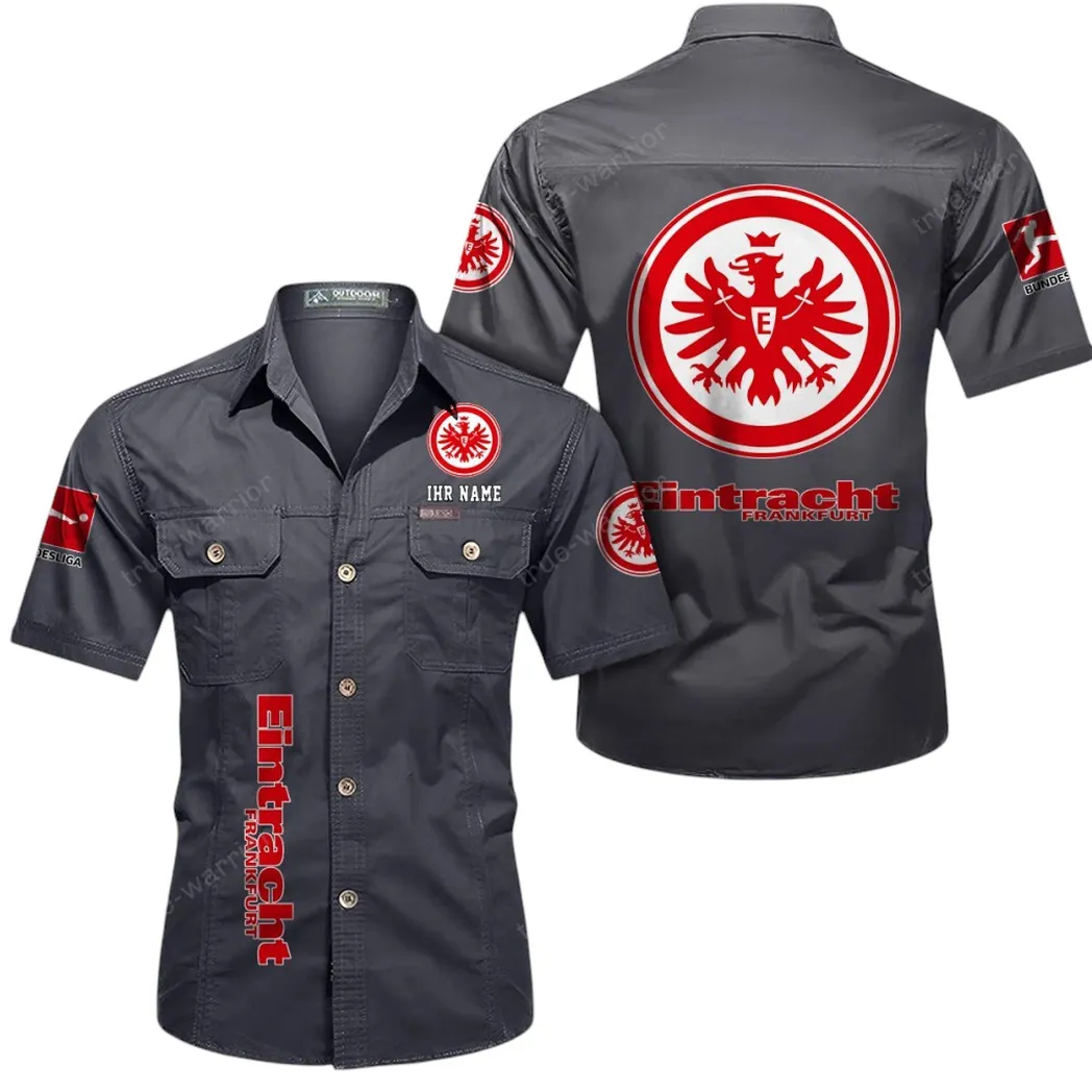 Eintracht Frankfurt Hemd mit kurzen Ärmeln, All-Over-Print Kurzarmhemd BDE11052625269 - Grau