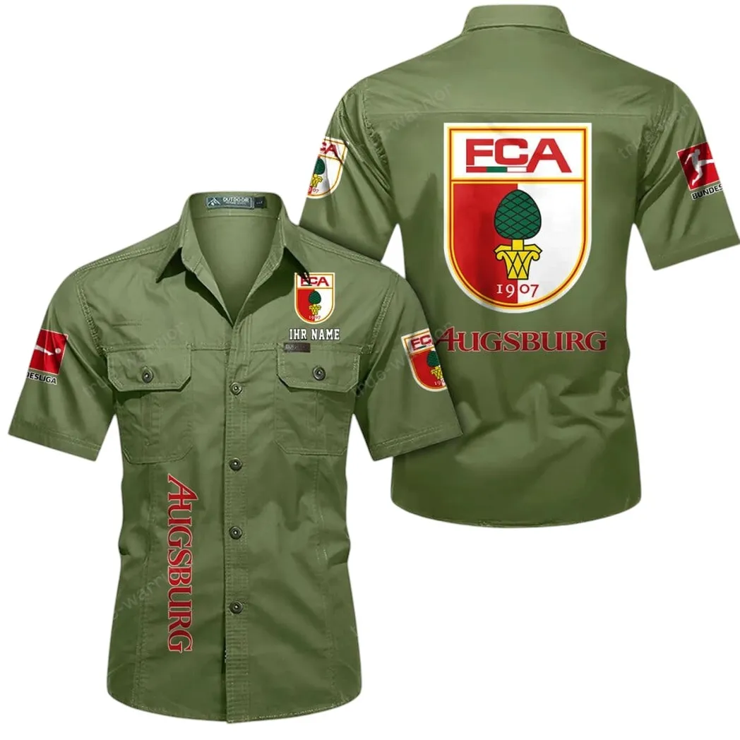 FC Augsburg Hemd mit kurzen Ärmeln, All-Over-Print Kurzarmhemd BDE11052625248 - Fruchtgrün