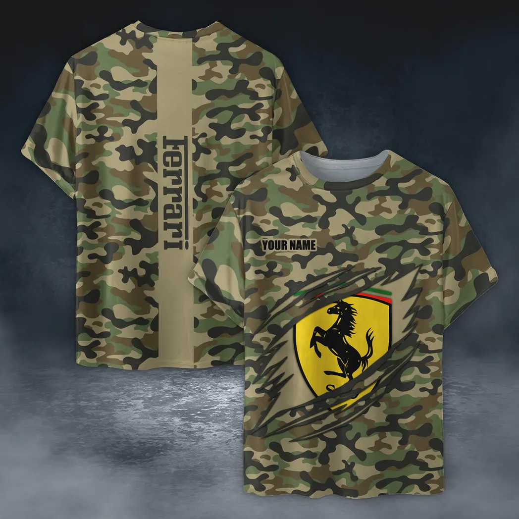 ferrari t shirt im camouflage stil oversized hemd car210040825701 bae8v
