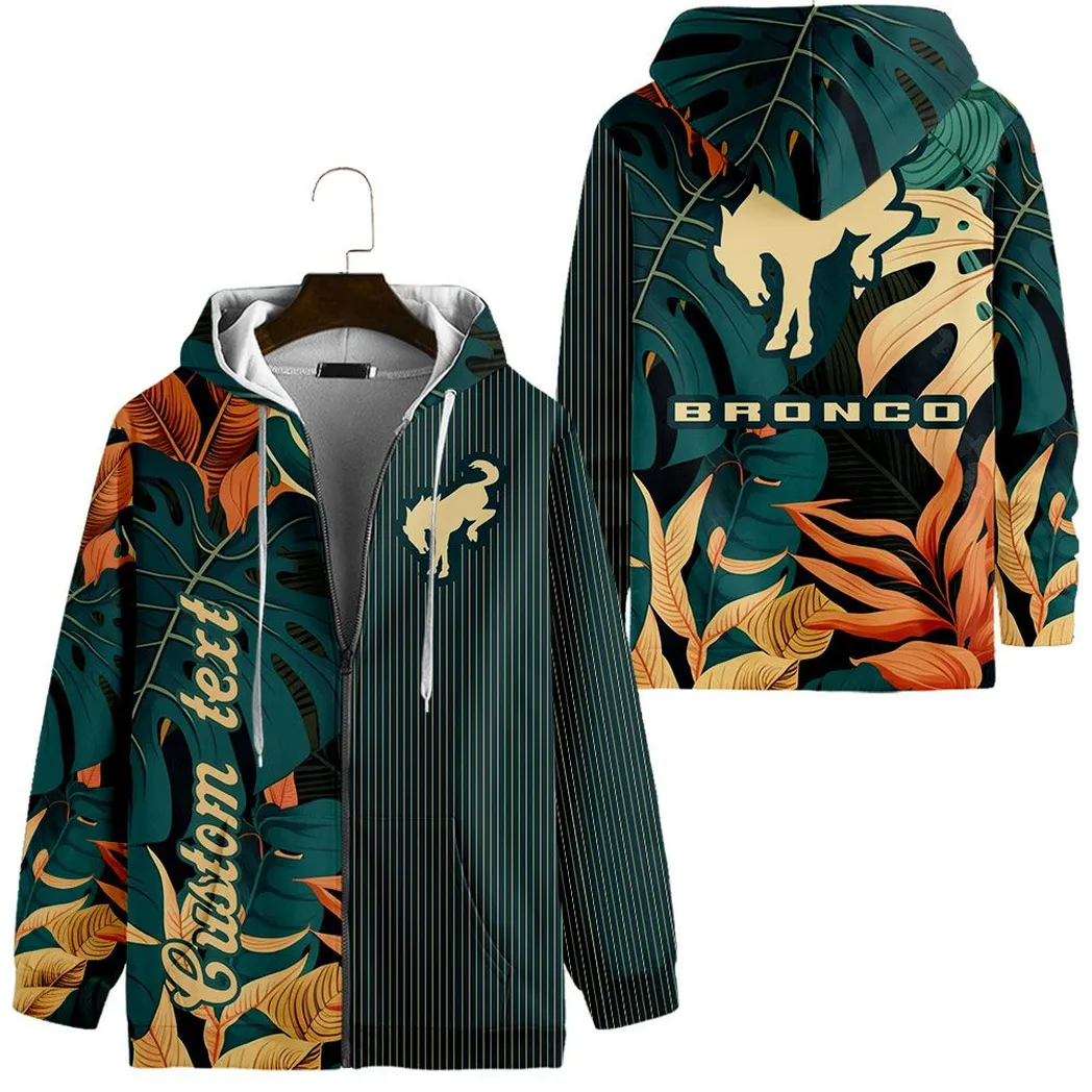 Ford Bronco Vintage Hoodie mit reißverschluss, All-over-print Hoodie CAR434041725257