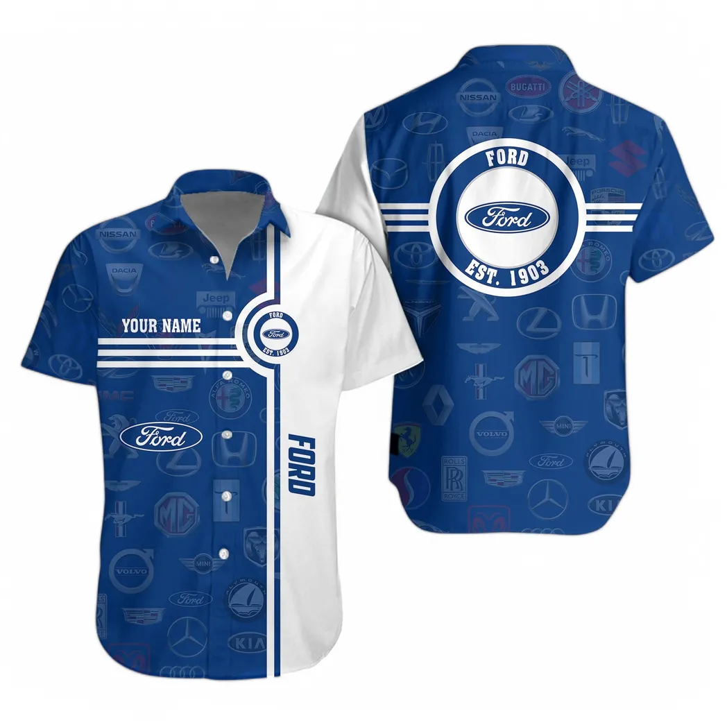 Ford F150 Hawaiihemd für Männer All Logo, Geschenk für Ford F150 Fan CAR174022525030
