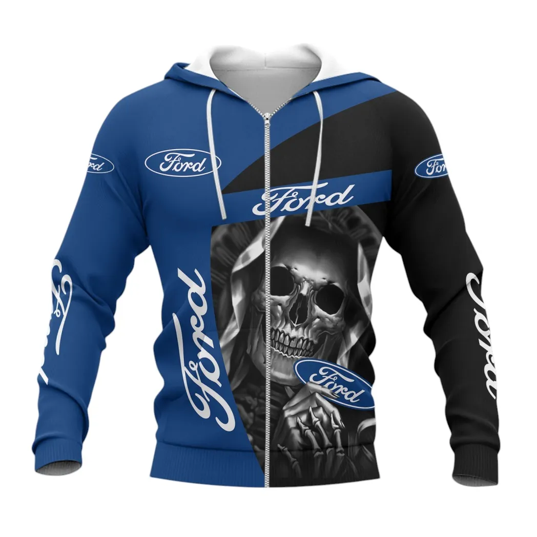 Ford Hoodie mit reißverschluss, Allover-Druck Hoodie Ford Fan CAR6702212503