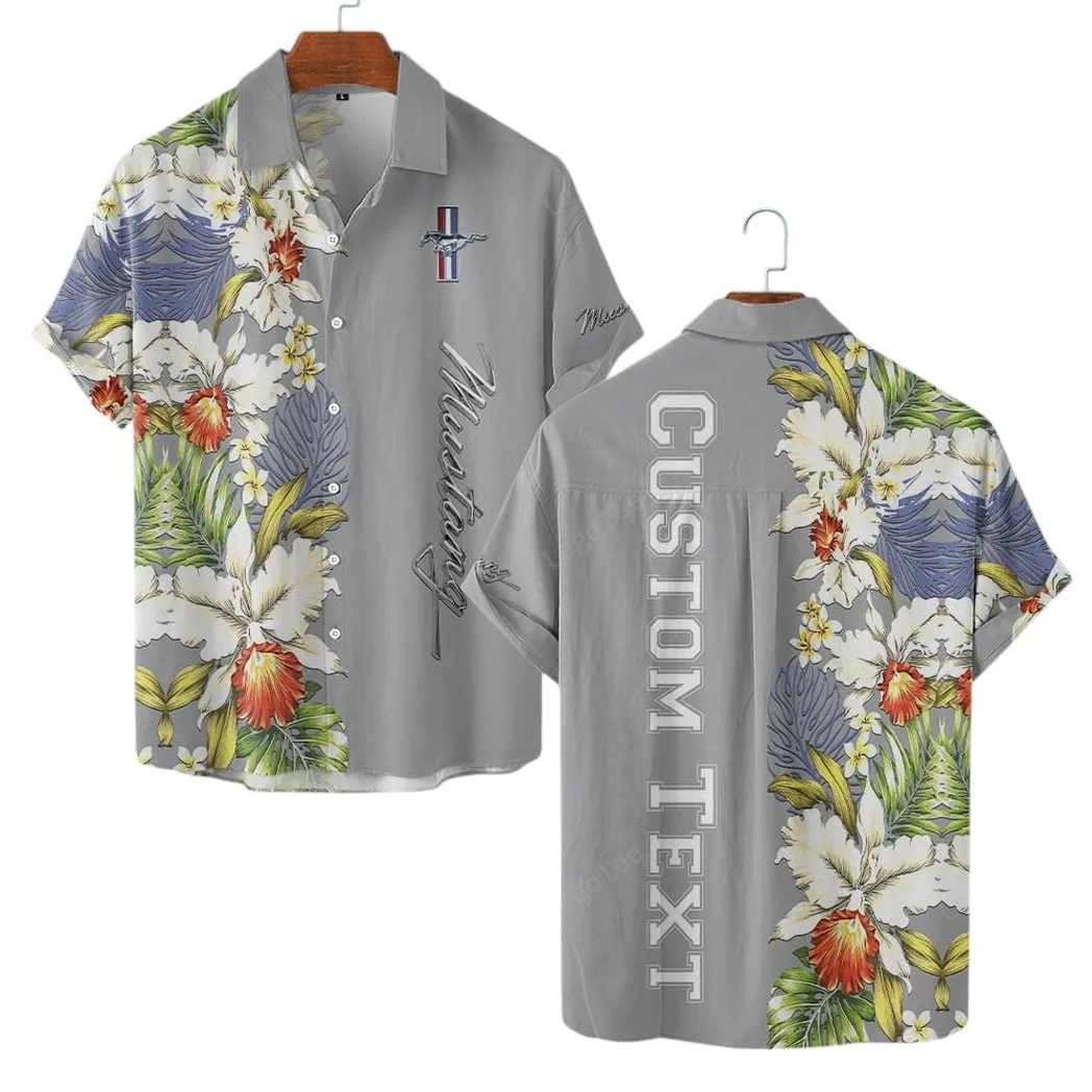 Ford Mustang Hawaiihemd für Männer, Hawaiian Shirt für Ford Mustang Fan CAR1230304007 - Grey