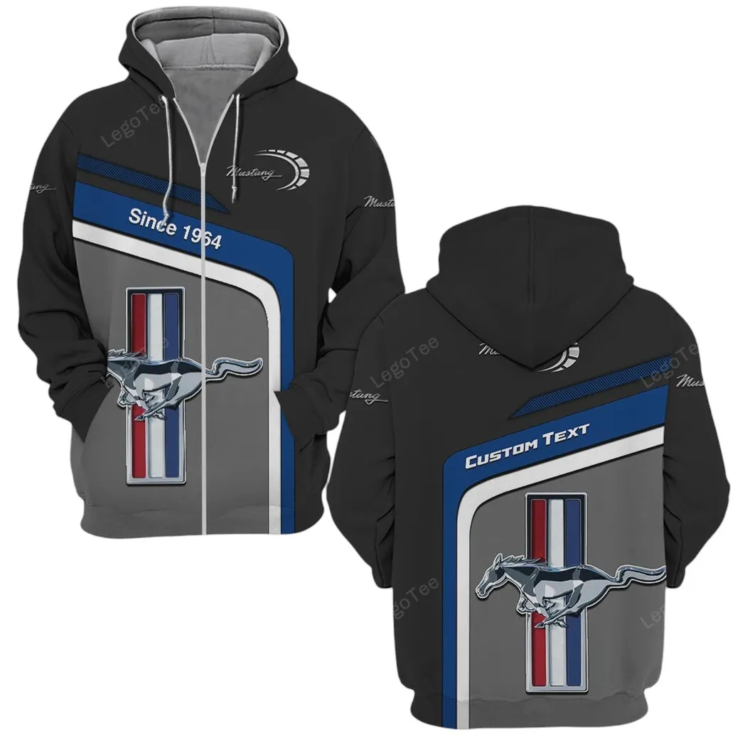 Ford Mustang Hoodie mit reißverschluss, Allover-Druck Hoodie Ford Mustang Fan CAR11103032525