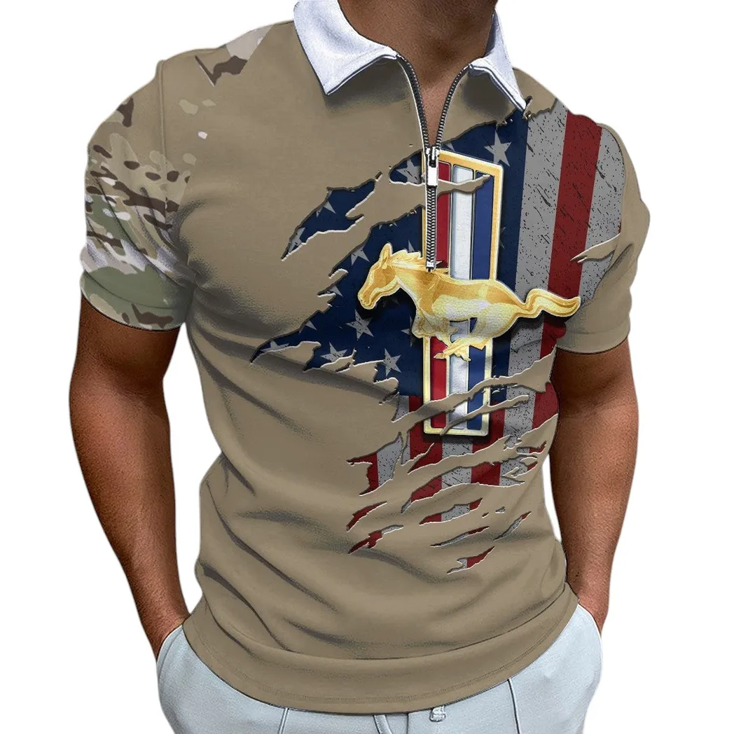 Ford Mustang Poloshirt mit Reißverschluss, Geschenk für Ford Mustang Fan CAR340213029-1