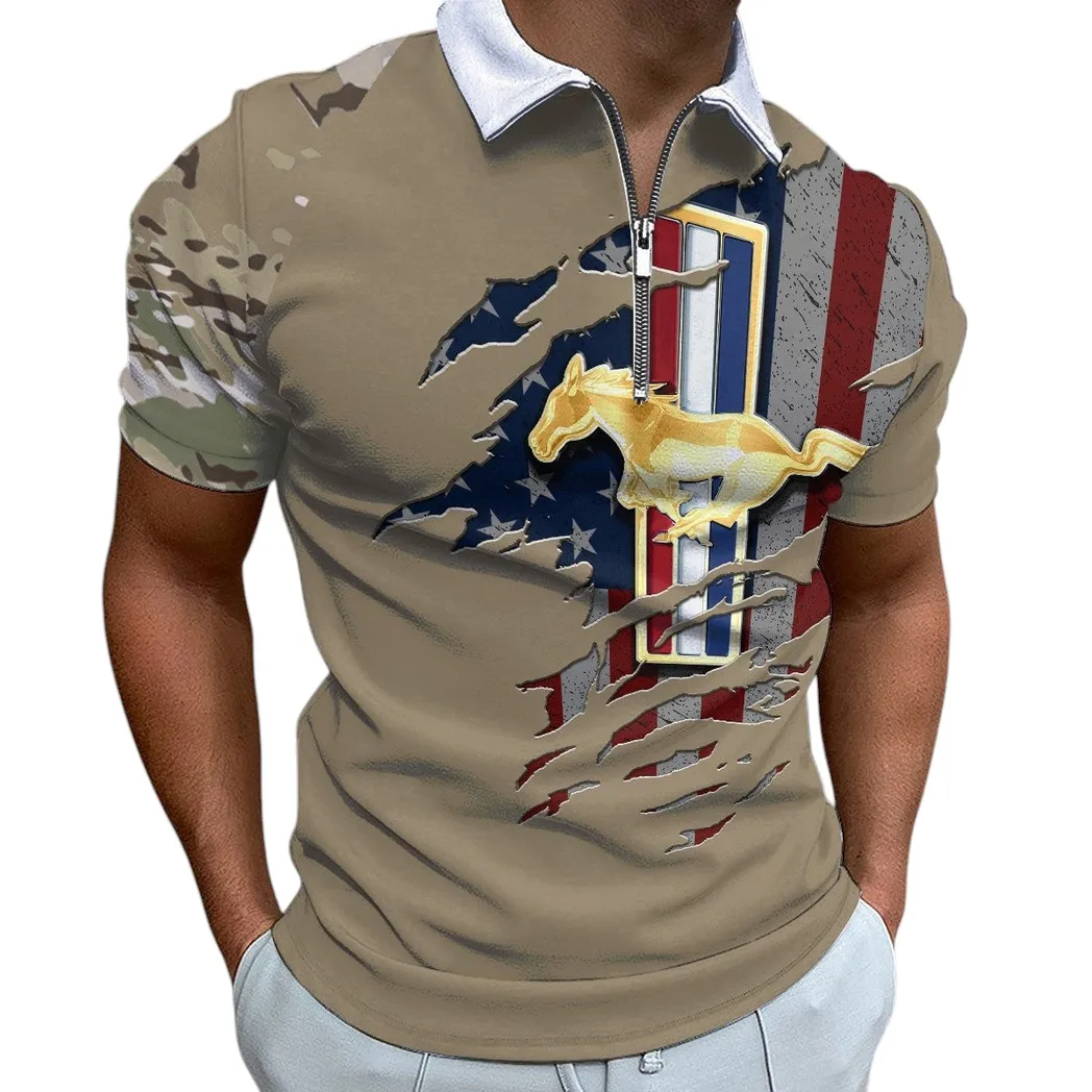 Ford Mustang Poloshirt mit Reißverschluss, Geschenk für Ford Mustang Fan CAR340213030-1