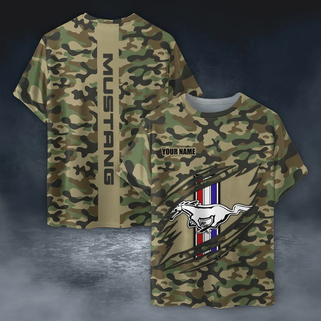 ford mustang t shirt im camouflage stil oversized hemd car210040825703 9saia