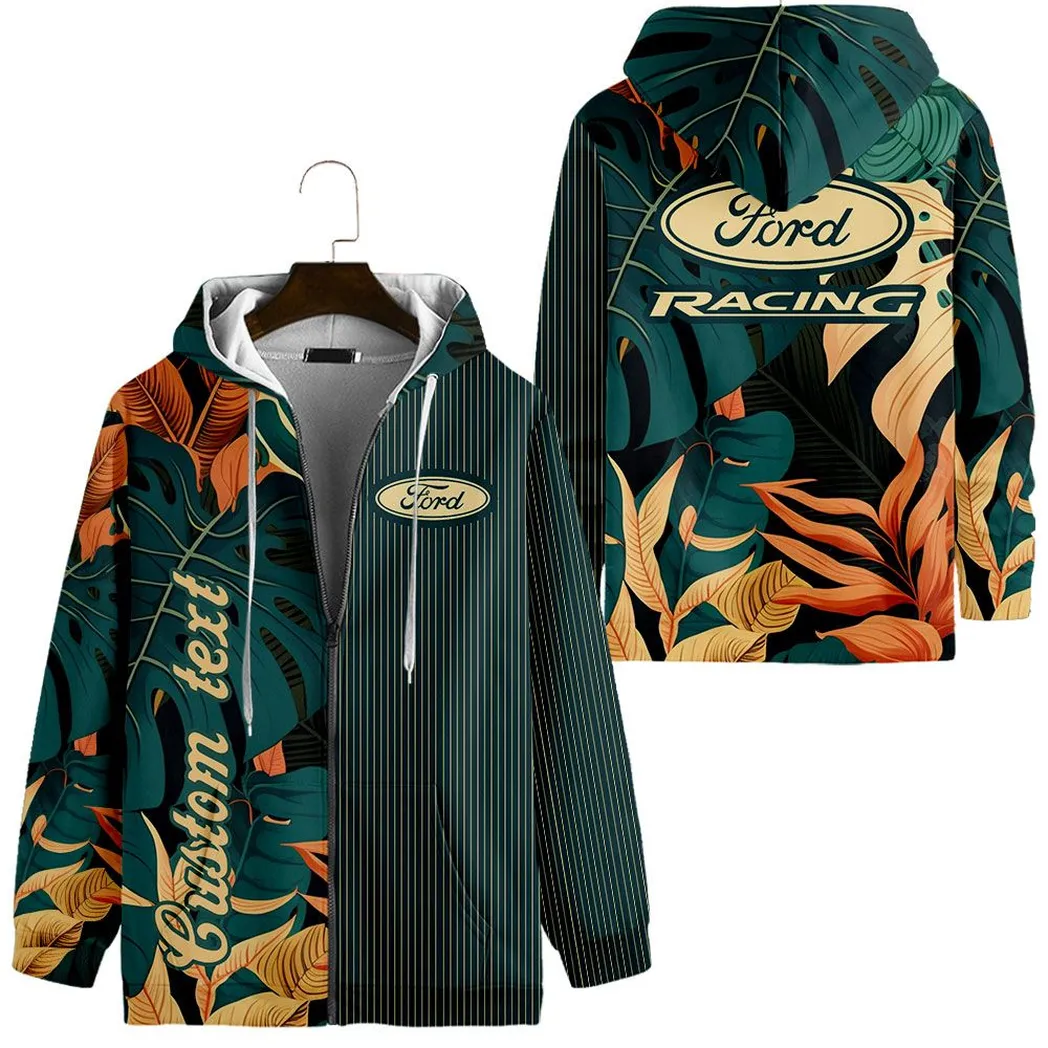 Ford Racing Vintage Hoodie mit reißverschluss, All-over-print Hoodie CAR434041725261