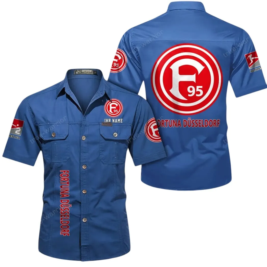Fortuna Dusseldorf Hemd mit kurzen Ärmeln, All-Over-Print Kurzarmhemd BDE11052625242 - Cowboyblau